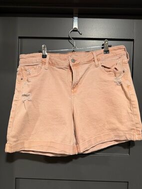 Old Navy Peach Cuffed Distressed Denim Shorts